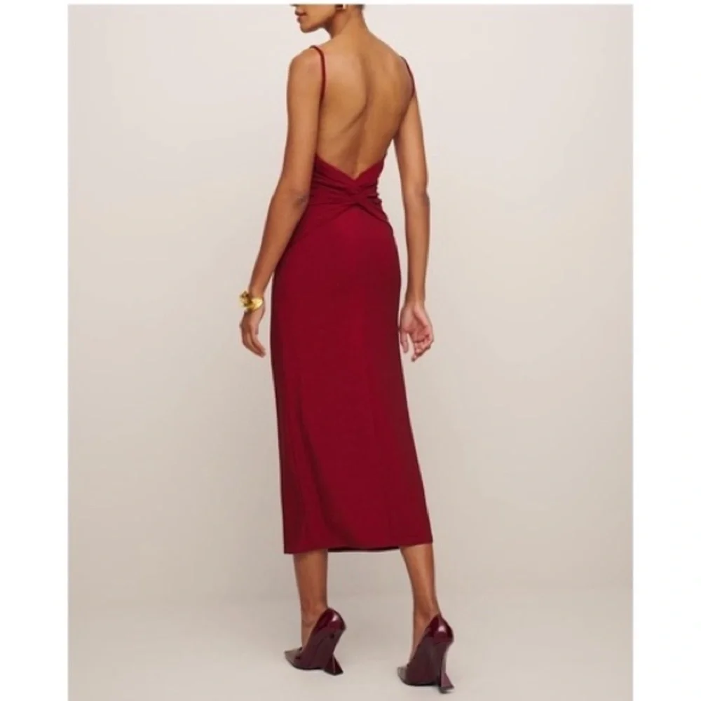 REFORMATION Breslin Knit Dress Red Sparkle - Picture 4 of 10